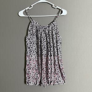 Gap sz‎ S pink black floral spaghetti strap tank top NWT